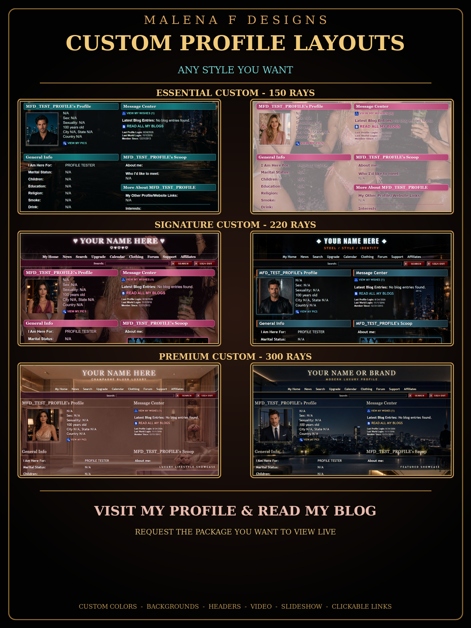 Custom Profile Layouts by Malena F Designs
